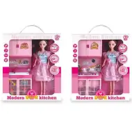 Růžová kuchyňka pro panenky, se světlem a zvukem ve dvou variantách.