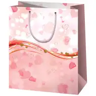 Růžová srdíčková normální velikost exkluzivní dárková taška 11x6x14cm