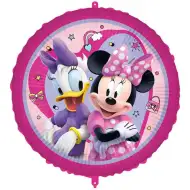 Růžový fóliový balónek s motivem Minnie Mouse a Daisy, 46 cm