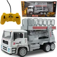 RC dálkově ovládaný kovový nákladní vůz s vysokozdvižnou plošinou s světelnými efekty 27MHz měřítko 1/12 32cm