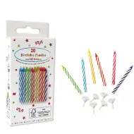 Sada 20 narozeninových svíček s klasickým spirálovým vzorem