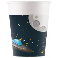 Sada papírových kelímků s motivem měsíce a létajícího talíře, 8 ks, 200 ml