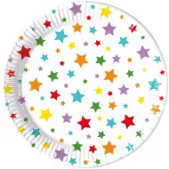 Sada papírových talířů s hvězdičkami, 8 ks, 23 cm