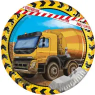 Sada papírových talířů s motivem pracovních strojů, 8 ks, 20 cm