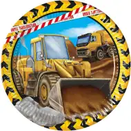 Sada papírových talířů s motivem pracovních strojů, 8 ks, 23 cm