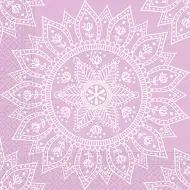 Sada papírových ubrousků Mandala fialovo-bílá – 2vrstvé, 33x33 cm, 20 ks