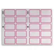 Sada štítků na sešity s červeným rámečkem, 20 ks