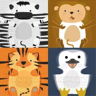 Sada veselých zvířecích papírových ubrousků – 2vrstvé, 33x33 cm, 20 ks