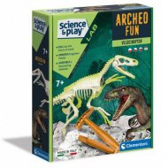 Science&amp;Play: Archeofun Svítící Velociraptor archeologická sada - Clementoni