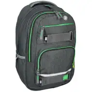 Spirit: Campus šedý a zelený zaoblený školní batoh, batoh 46x33x22cm