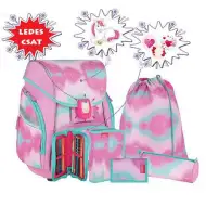 Spirit: Ergonomická 5dílná školní sada s 3D vzorem jednorožce s LED osvětlením 34x22x41cm