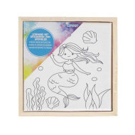 Spirit: Napnuté malířské plátno s motivem mořské panny 15 × 15 cm