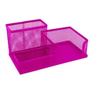 Spirit: Růžový kovový stolní organizér o rozměrech 205x103x98mm.