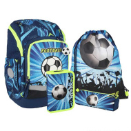Spirit: Školní batoh s fotbalovým vzorem, 4dílná sada 32×19×44 cm