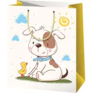 Střední dárková taška s motivem psa a kuřete 18x10x23cm