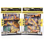 Stavební hračkový set ve dvou variantách s vozidly a doplňky.