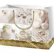 Svatební vzorovaná středně velká dárková taška 18x23x10 cm.