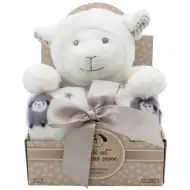 SweetDreams: Přikrývka a plyšové jehňátko v bílé barvě