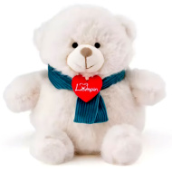 Teddy bílý plyšový medvídek s modrou šálou 18 cm - Lumpin