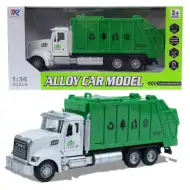 Těžký nákladní vůz: Model nákladního vozu pro třídění kovového odpadu s otevíracími dveřmi a popelnicí 1/36