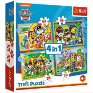 Tlapková patrola: Dovolená s týmem 4 v 1 puzzle 35-48-54-70 kusů - Trefl