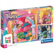 Trollové 3: 3 v 1, 48-dílný puzzle set - Clementoni