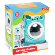 Tyrkysová pračka se zvukovými a světelnými efekty.
