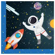 Ubrousky s vesmírným motivem, dvouvrstvé, s hvězdami a planetami, balení po 20 ks.