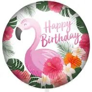 Všechno nejlepší k narozeninám fóliový balónek – Design s plameňákem 46 cm