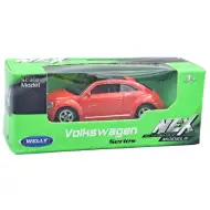 Welly: Moderní červený model malého auta Volkswagen Brouk 1/64