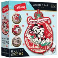 Wood Craft: Disney - Mickey a Minnie Vánoce 160 dílků prémiové dřevěné puzzle - Trefl