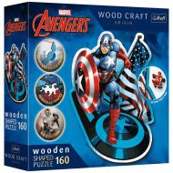 Wood Craft: Marvel - Kapitán Amerika 160 dílkové prémiové dřevěné puzzle - Trefl