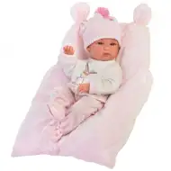 Llorens: Novorozená panenka Bimba s polštářkem, pletenou čepicí 35cm