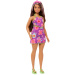 Barbie: Fashionista Přítelkyně, módní panenka v květinových šatech s fialovými pramínky – Mattel