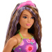 Barbie: Fashionista Přítelkyně, módní panenka v květinových šatech s fialovými pramínky – Mattel