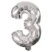 Četné fóliové balónky stříbrné barvy – číslo 3, 86 cm