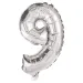 Četné fóliové balónky stříbrné barvy – číslo 9, 86 cm
