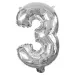 Četné fóliové balónky ve stříbrné barvě – číslo 3, 32 cm