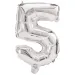 Četné fóliové balónky ve stříbrné barvě – číslo 5, 86 cm