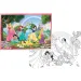Disney Princezny duha 2 v 1 108dílné puzzle a omalovánka 70x50 cm - Lisciani