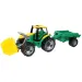 LENA: Obrovský traktor s čelním nakladačem a přívěsem zelený/žlutý 108 cm
