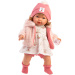 Llorens: Carla, 42 cm velká pláčící panenka s dudlíkem v čepičce se srdíčky
