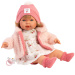 Llorens: Carla, 42 cm velká pláčící panenka s dudlíkem v čepičce se srdíčky