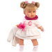 Llorens: Júlia, 42 cm vysoká pláčící panenka s dudlíkem v sukni s mašlí