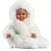 Llorens: Luka, 45cm usměvavá panenka s dudlíkem v bílém sametovém kabátku.