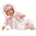 Llorens: Tina 44cm novorozenec v růžové kapucové vestě