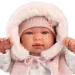 Llorens: Tina 44cm novorozenec v růžové kapucové vestě