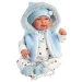 Llorens: Tino 44cm velká plačící panenka v modré kapuci.