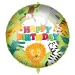 Narozeninový fóliový balónek – s nápisem „Happy Birthday“, s motivem džungle a zvířat, 46 cm