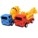 Pracovní nákladní auto: 7dílná sada stavebních hraček s auty, vozidly a příslušenstvím na setrvačník.